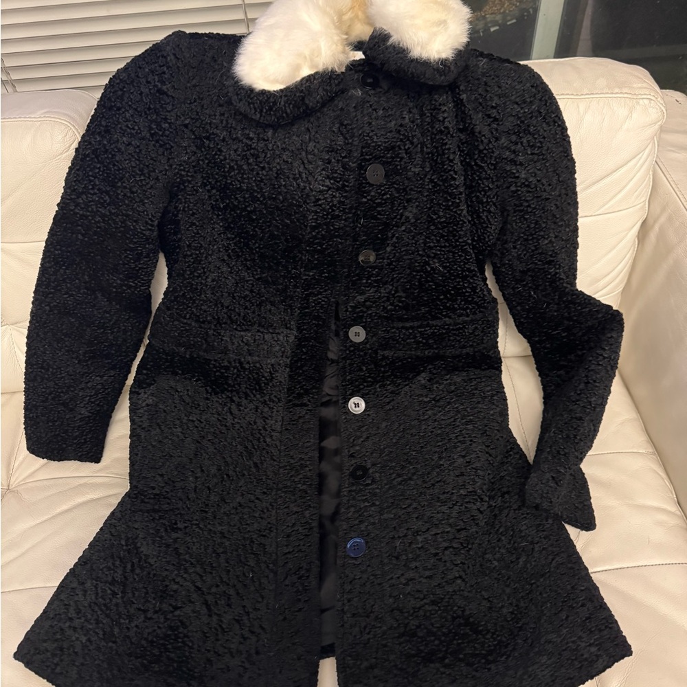 Carven Black Teddy Jacket with White Collar